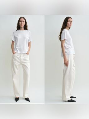 NWT TOTEME Twisted seam denim full length off-white